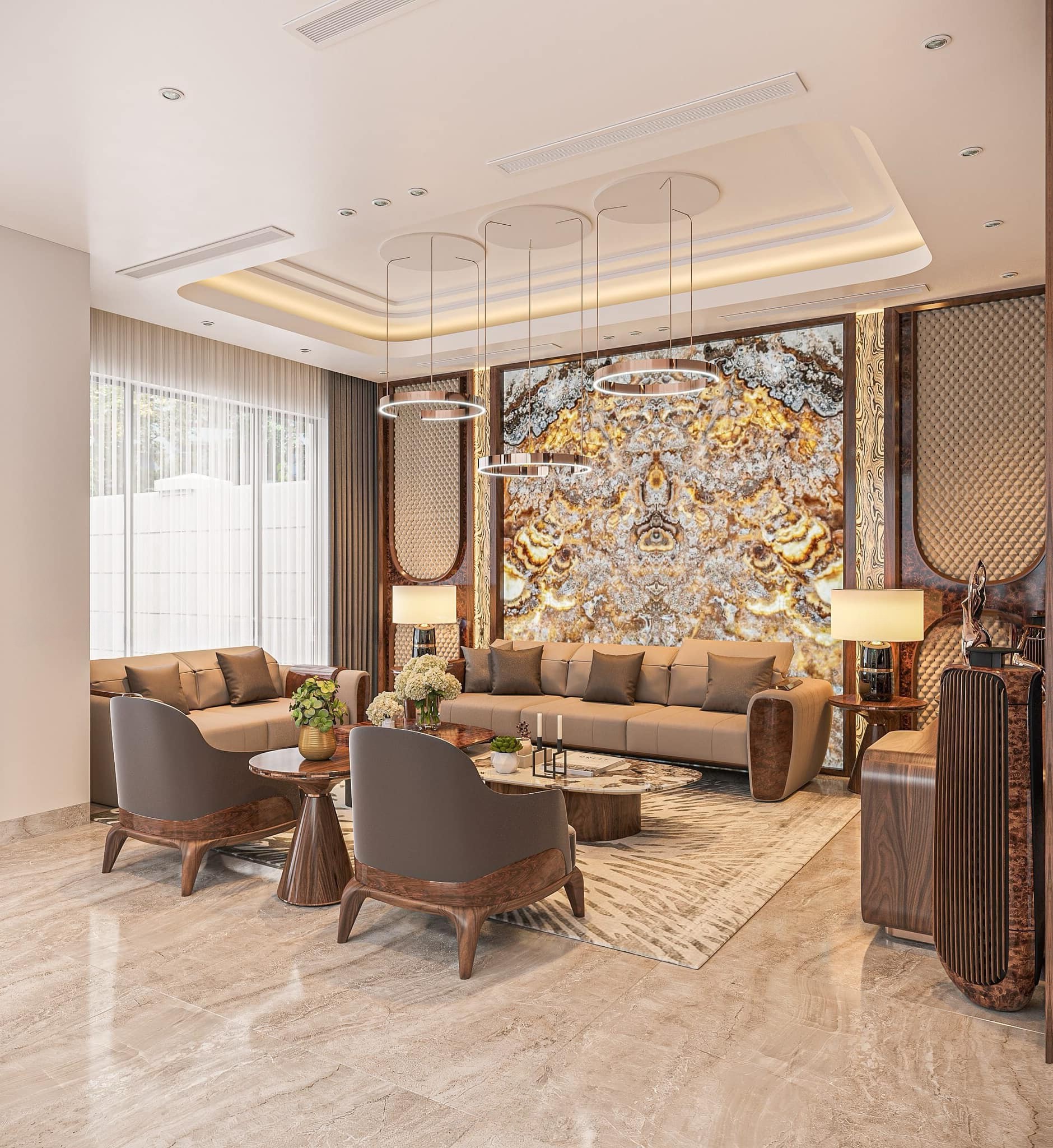 Bàn ghế phòng khách đẹp sang trọng cho gia đình
