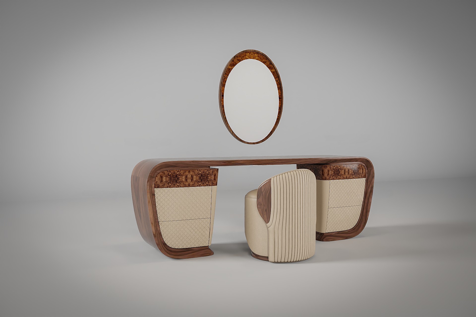 Bàn trang điểm kết hợp bàn làm việc hiện đại bằng gỗ óc chó hoặc gỗ sồi