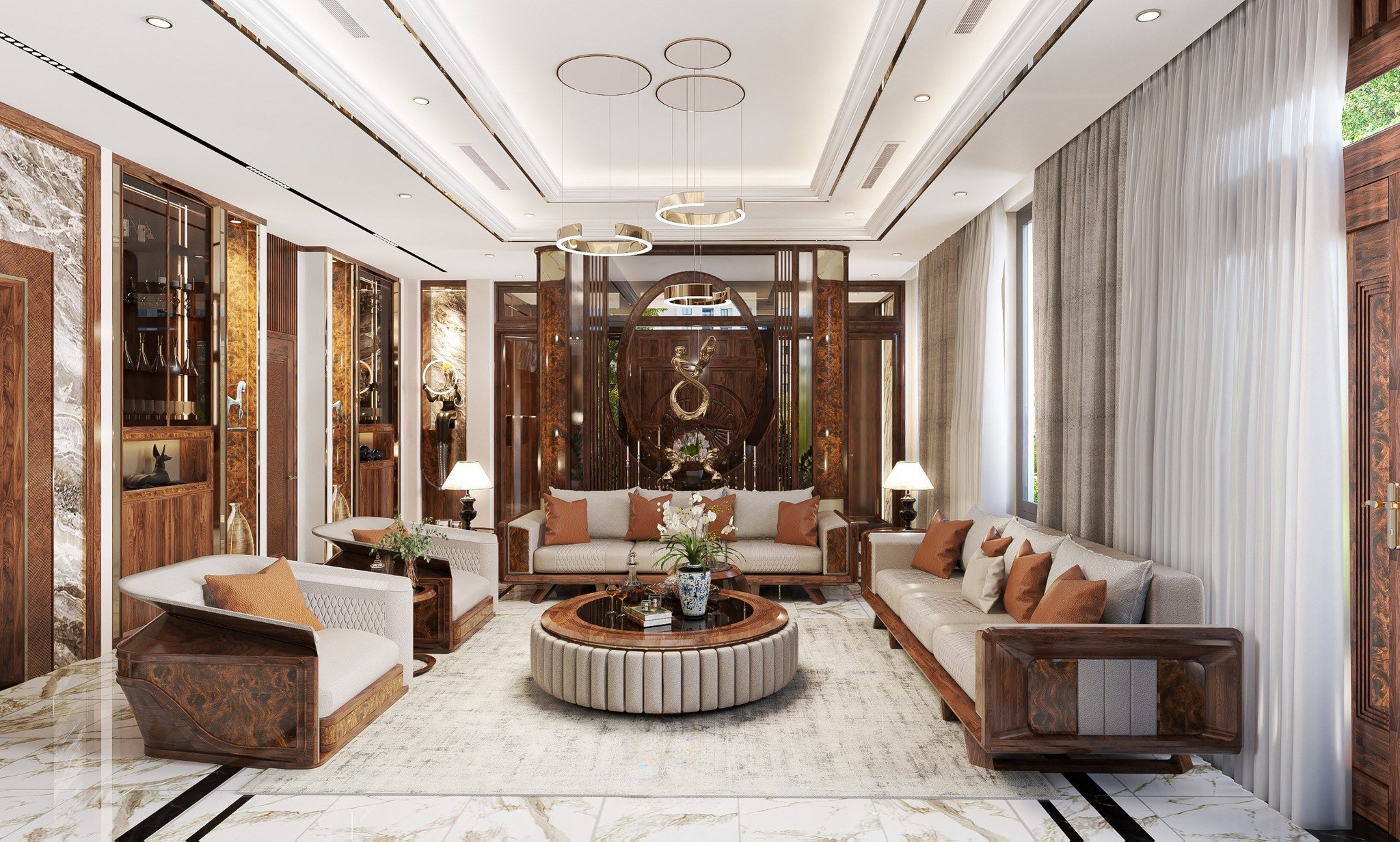 Bộ bàn ghế sofa gỗ phòng khách đẹp sang trọng