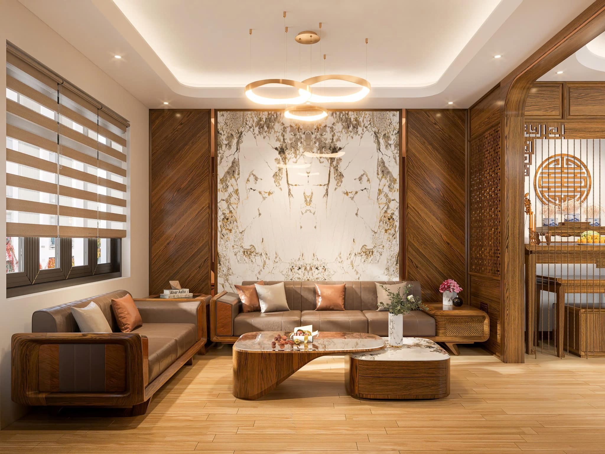 Ghế sofa gỗ đẹp hiện đại cho phòng khách gia đình