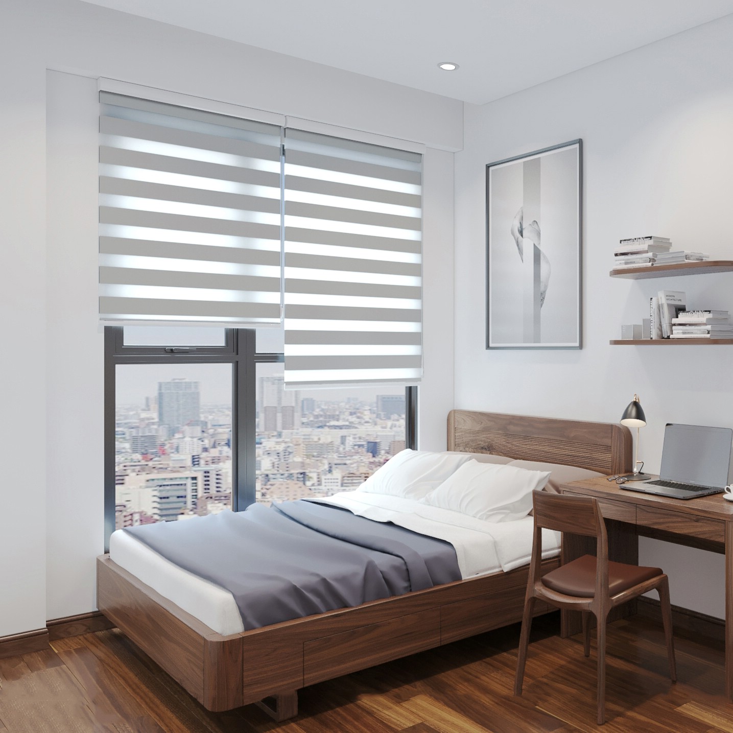 Giường gỗ sồi đẹp hiện đại cho phòng ngủ