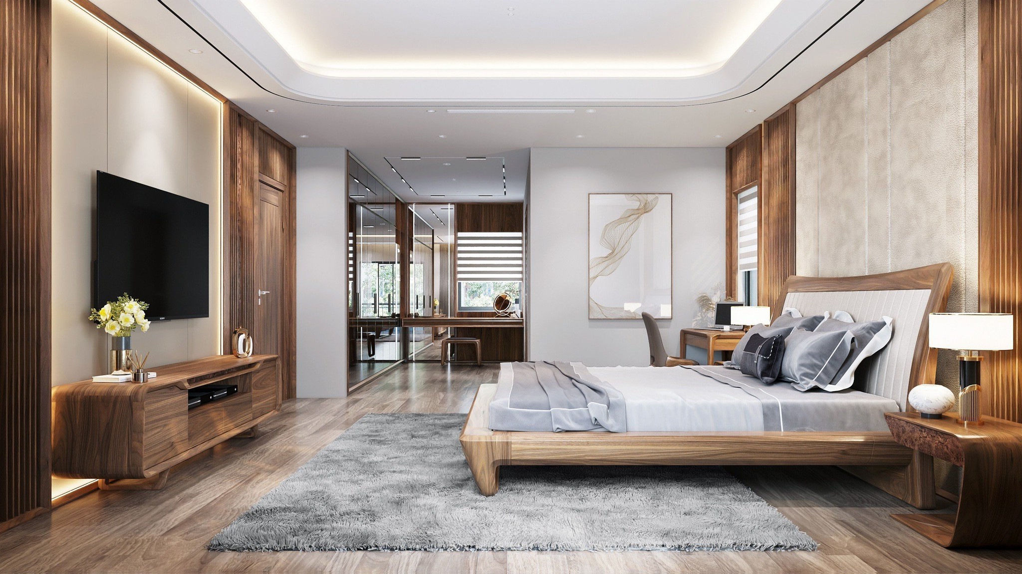 Mẫu giường gỗ cao cấp đẹp sang trọng