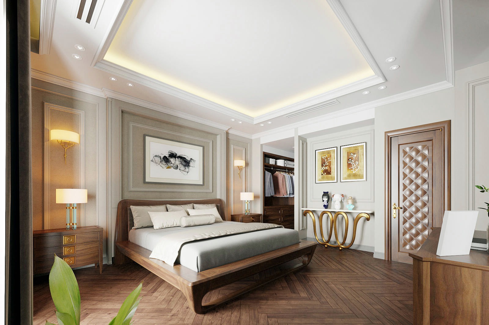 Mẫu giường gỗ đẹp ấm cúng cho phòng ngủ