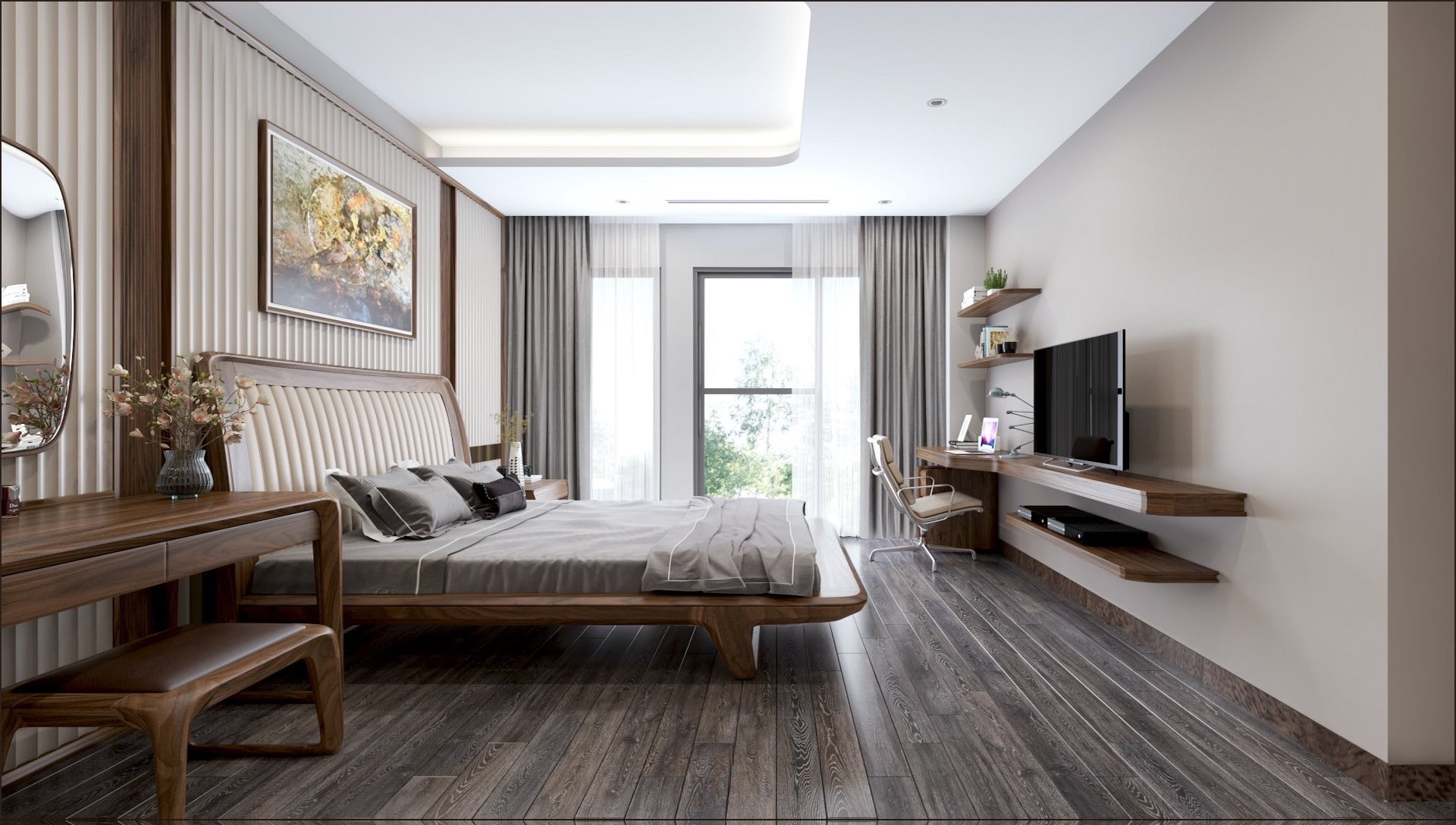Mẫu giường ngủ gỗ đẹp sang trọng cho phòng ngủ
