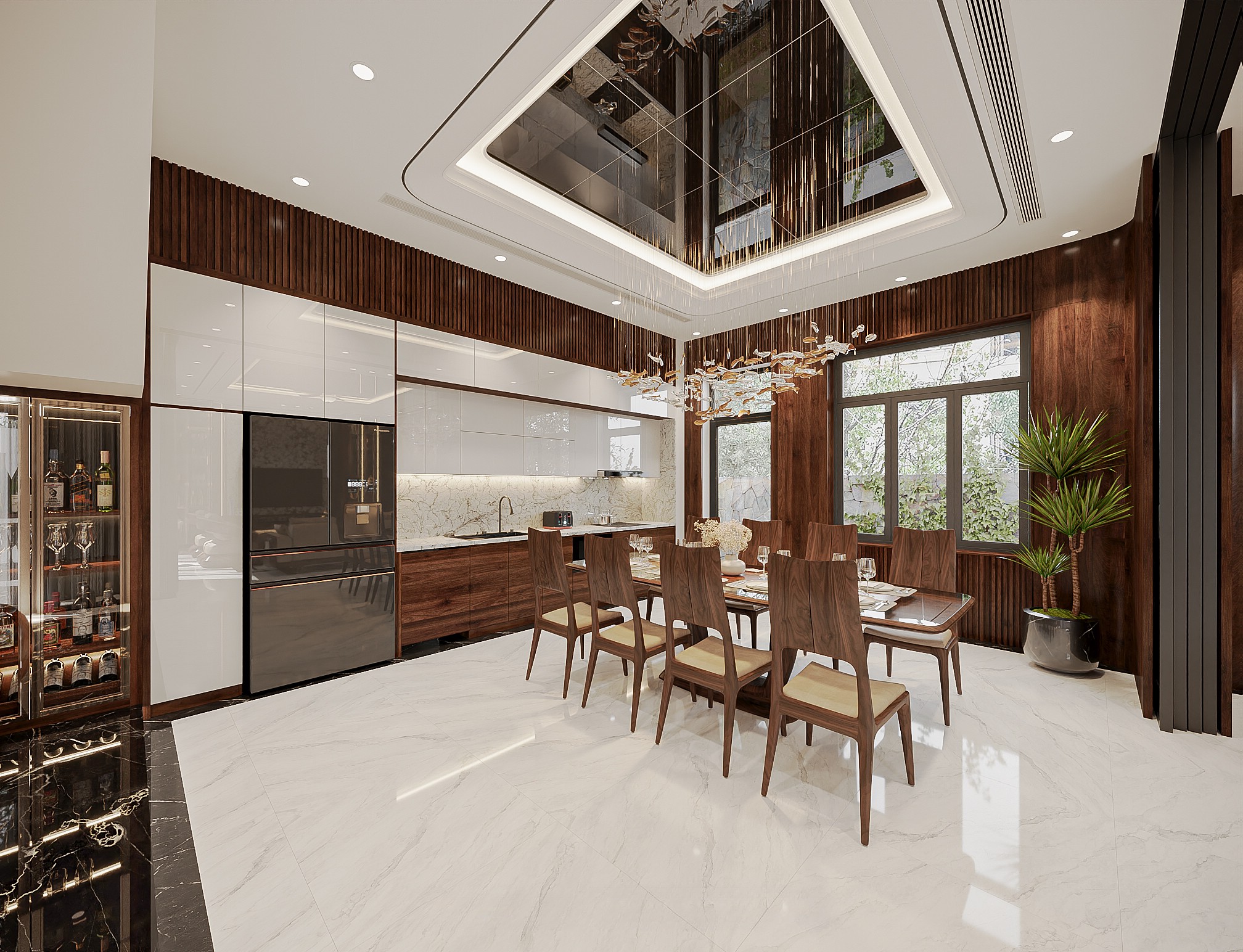 Mẫu phòng bếp đẹp hiện đại cho nhà phố chung cư