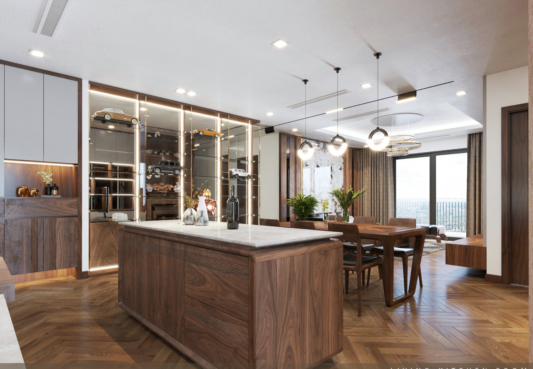 Mẫu quầy bar gỗ tự nhiên đẹp hiện đại