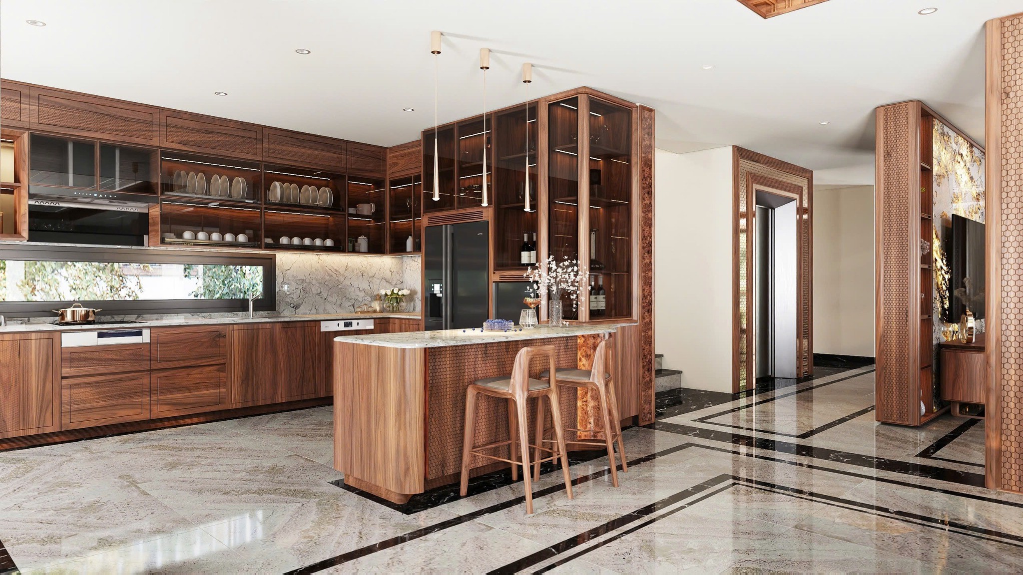 Mẫu tủ bếp gỗ đẹp ấm cúng cho phòng bếp
