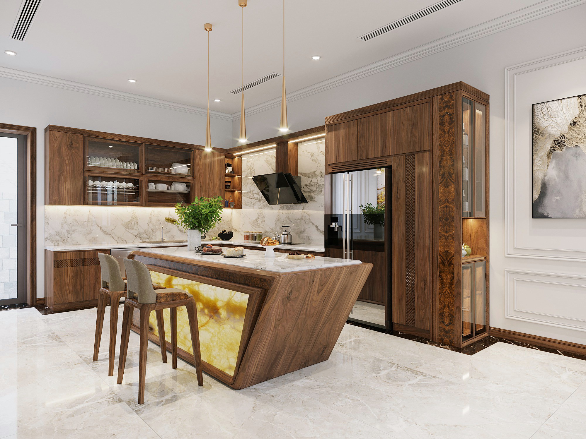 Mẫu tủ bếp gỗ đẹp ấm cúng cho không gian bếp