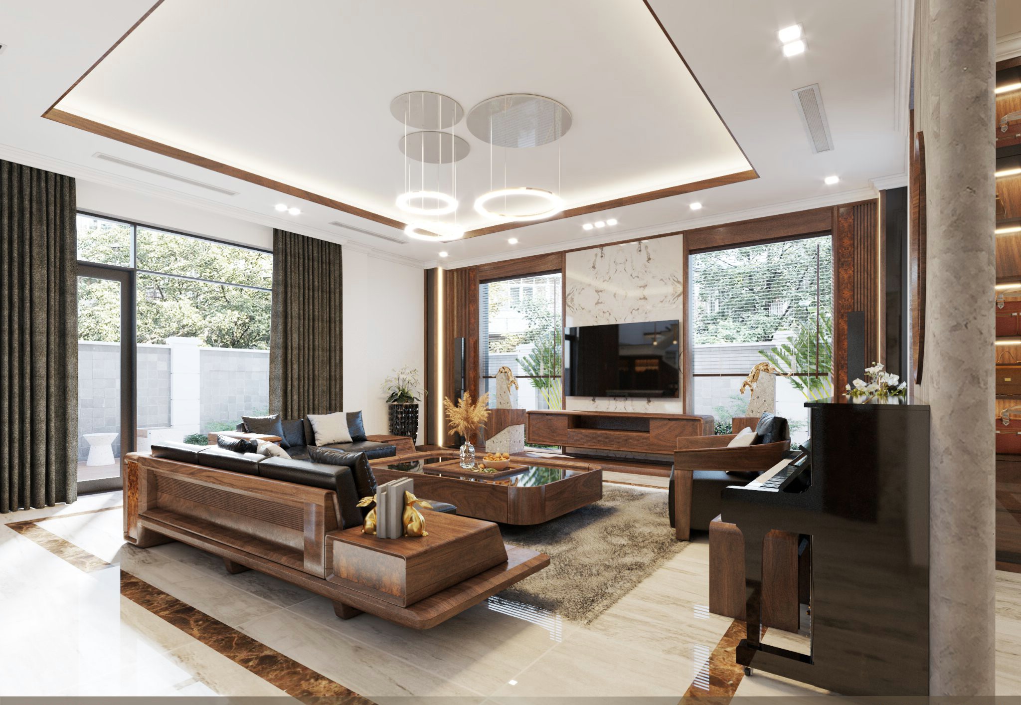 Phòng khách hiện đại sang trọng cho nhà phố và biệt thự