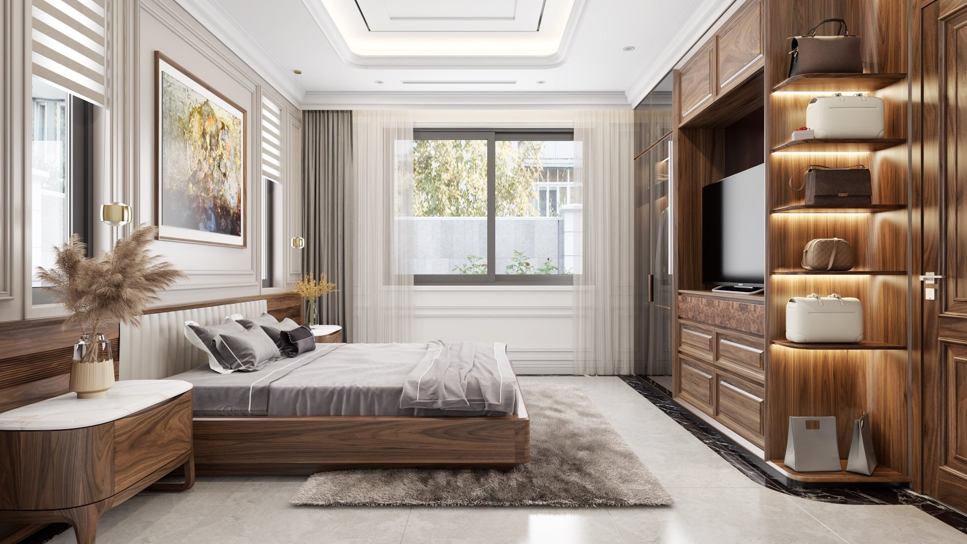Phòng ngủ hiện đại đẹp gọn gàng và tiện nghi