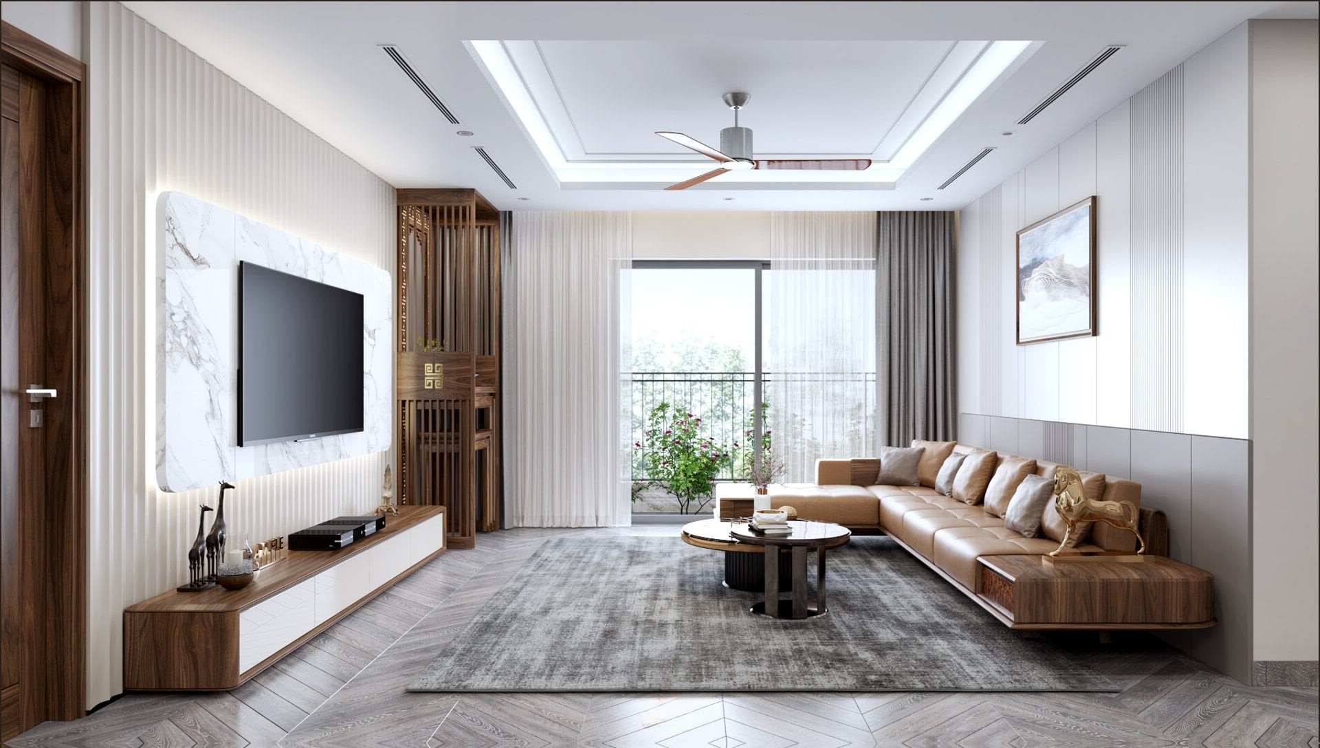 Sofa gỗ chữ L đẹp hiện đại cho phòng khách