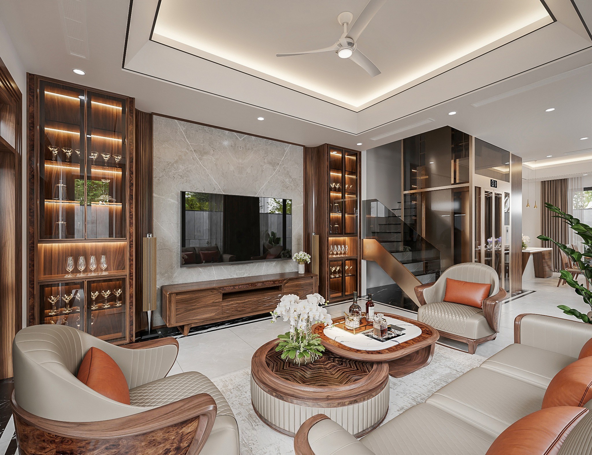 Tủ rượu đẹp phòng khách sang trọng cho nhà ở