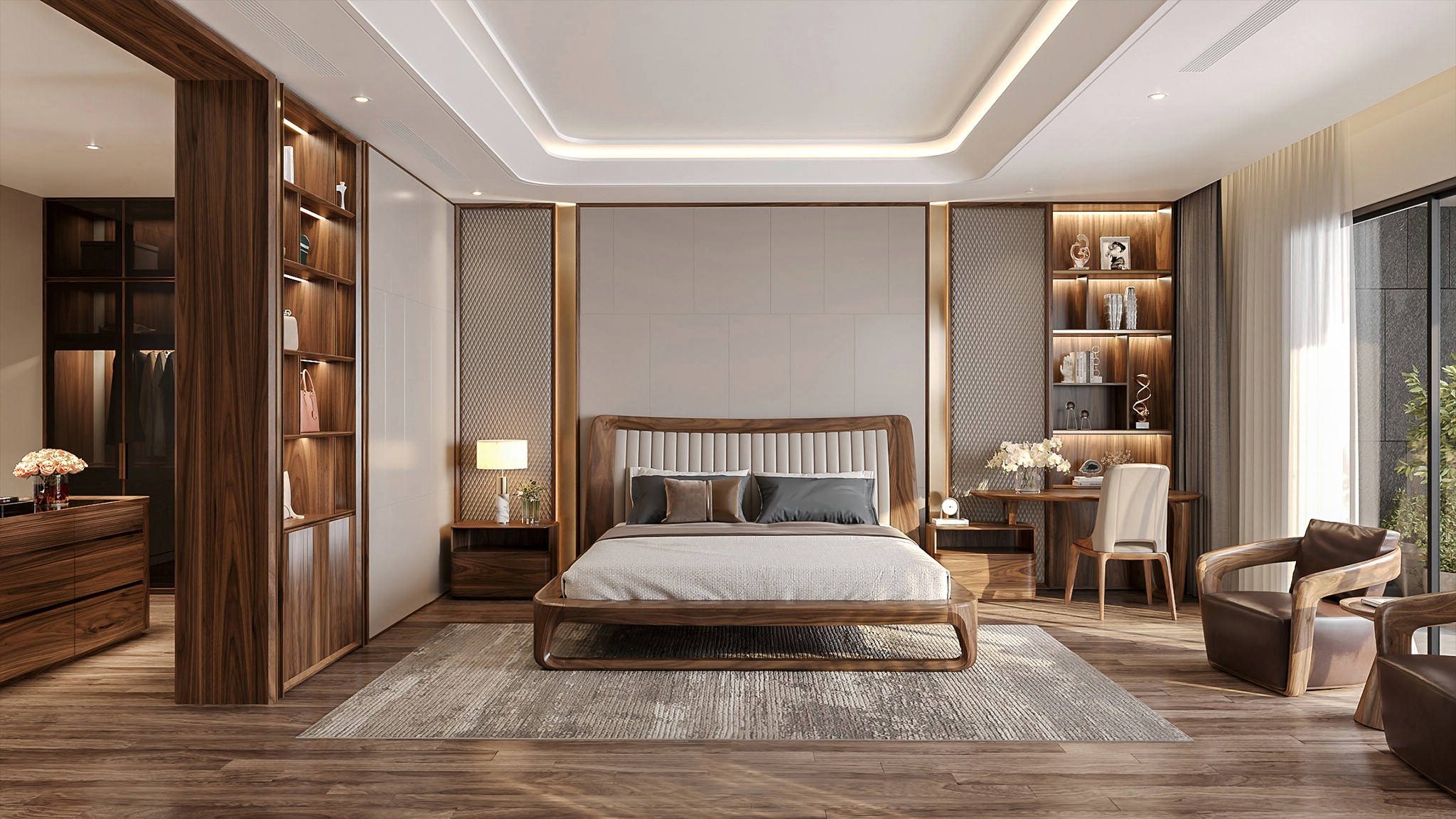 Vợ chồng phòng ngủ đẹp ấm cúng và sang trọng